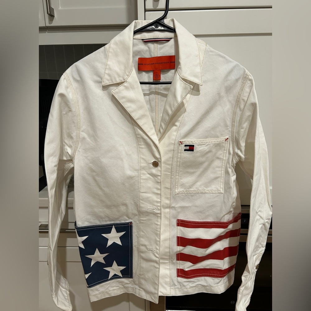 Tommy Hilfiger White Jacket with Red and Blue Accents